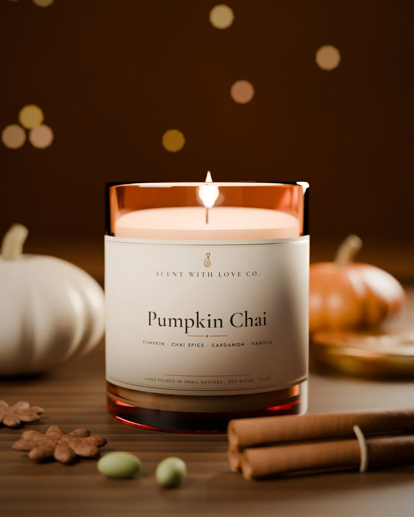 Pumpkin Chai, a hand-poured candle by Scent with Love Co. in Tennessee